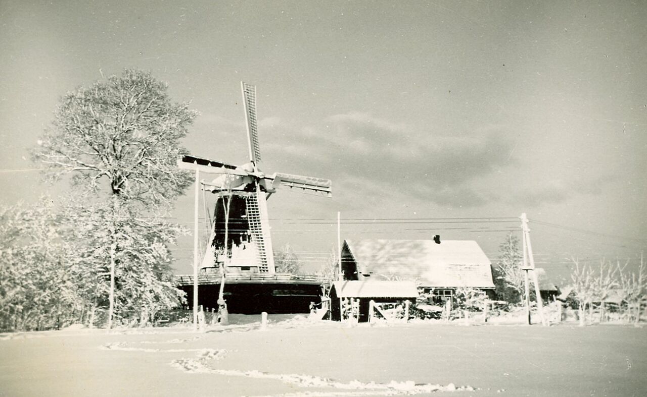 Foto nummer GB51133 uit onze fotocollectie: De Puurveense molen in de sneeuw