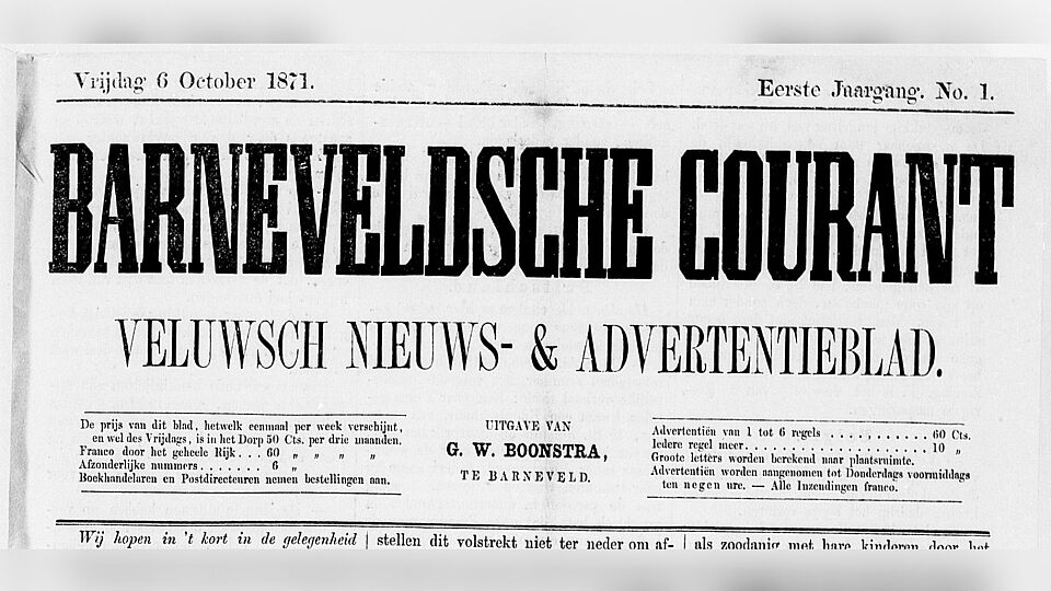Kop van de Barneveldse Krant, 6 oktober 1871