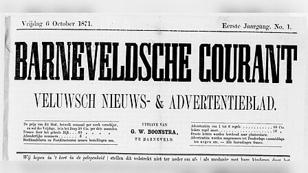 Kop van de Barneveldse Krant, 6 oktober 1871