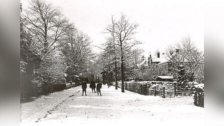 De Amersfoortsestraat in de sneeuw, rond 1930